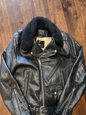 Lesco Vintage Men's Black Leather Motorcycle Jacket